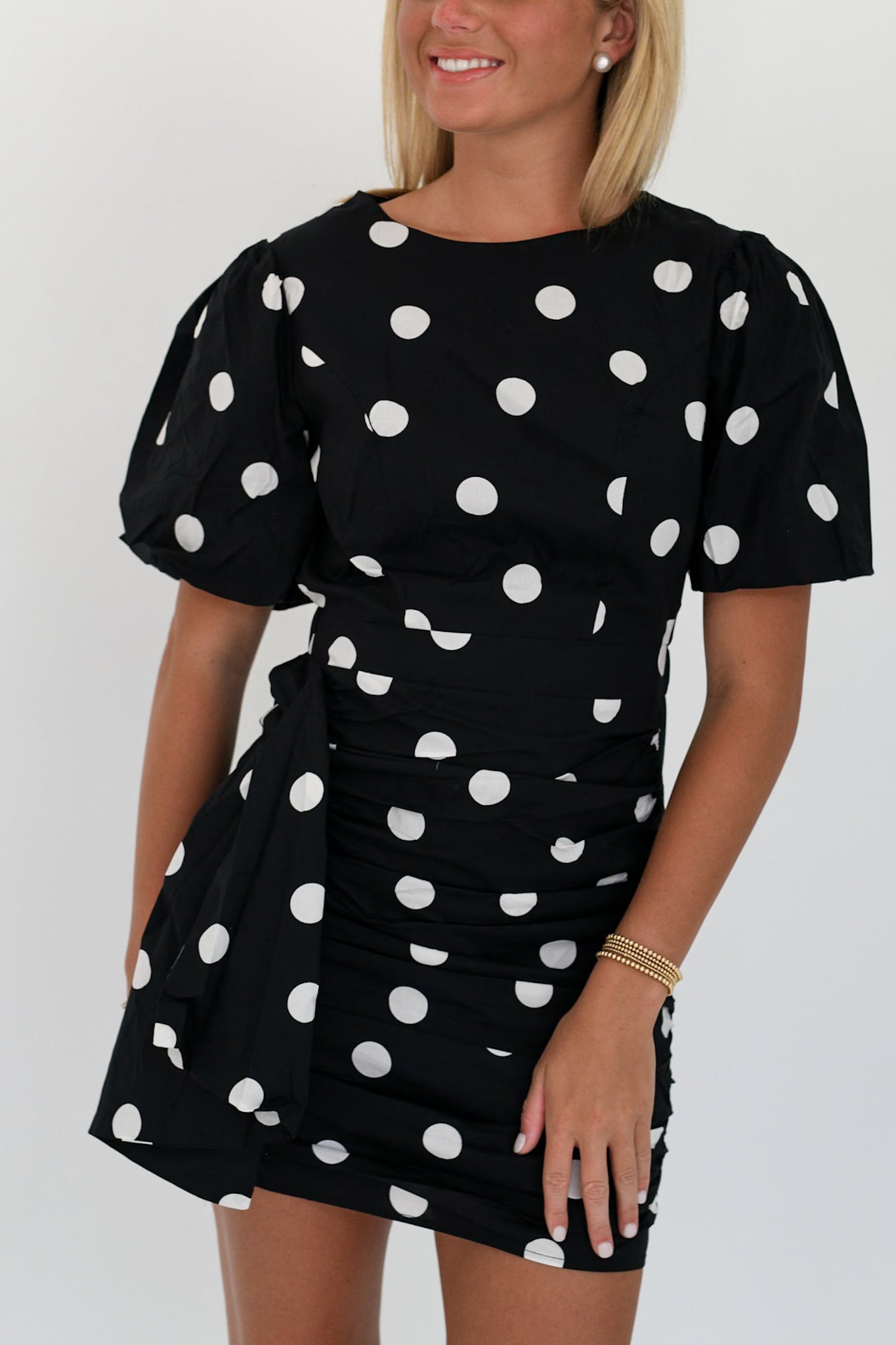 Melody Puff Sleeve Mini Dress - Black