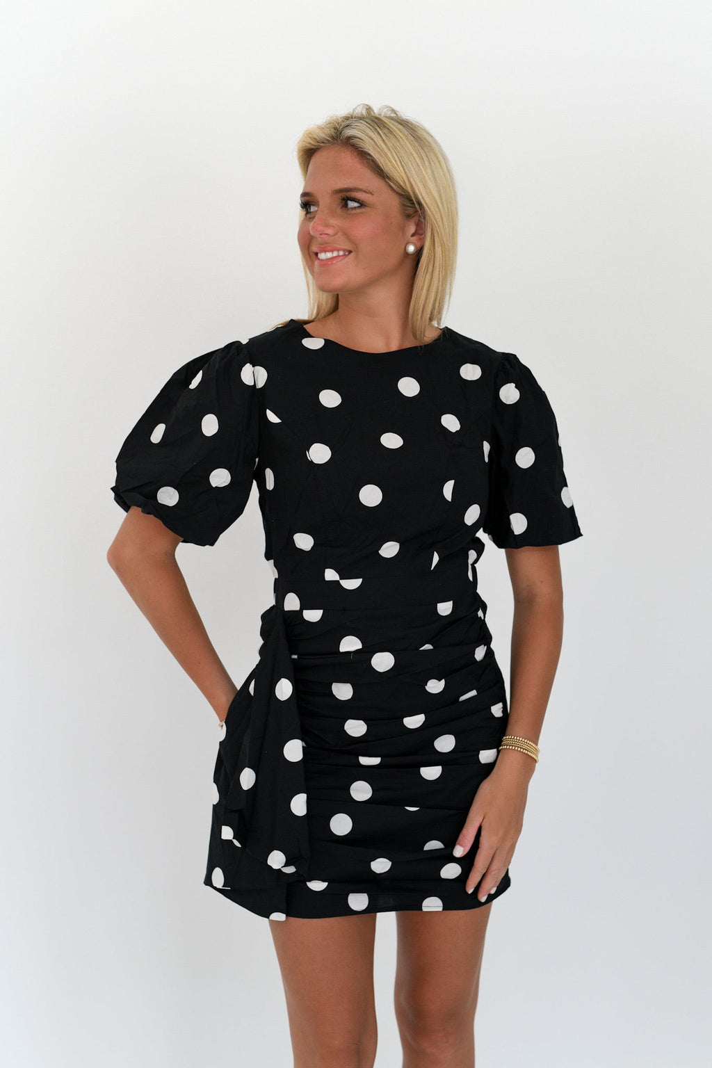 Melody Puff Sleeve Mini Dress - Black