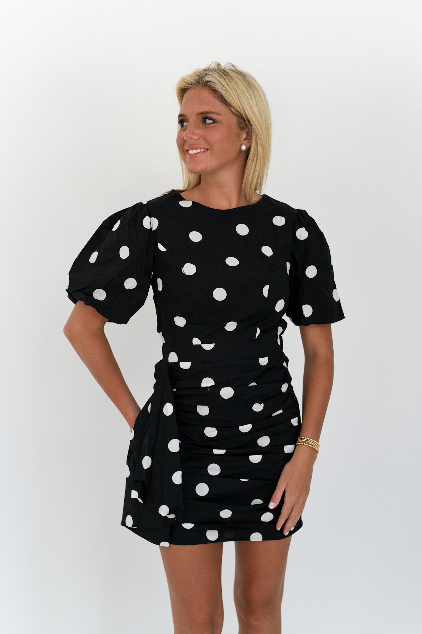 Melody Puff Sleeve Mini Dress - Black