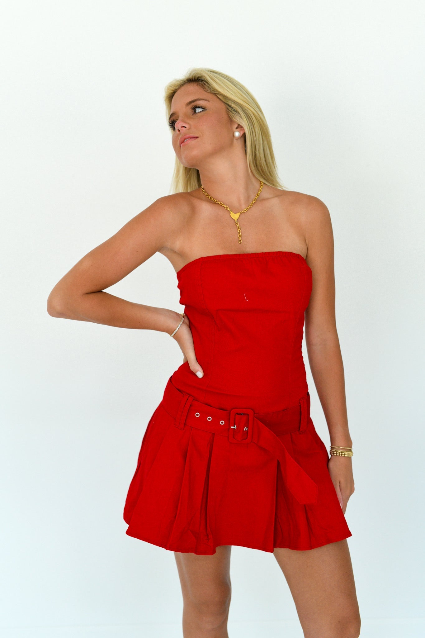 Anna Strapless Mini Dress - Crimson