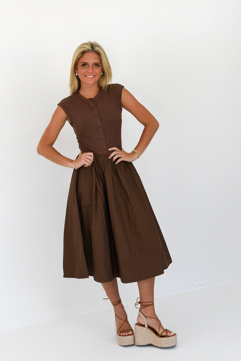 Mackenzie Knit Midi Dress - Brown