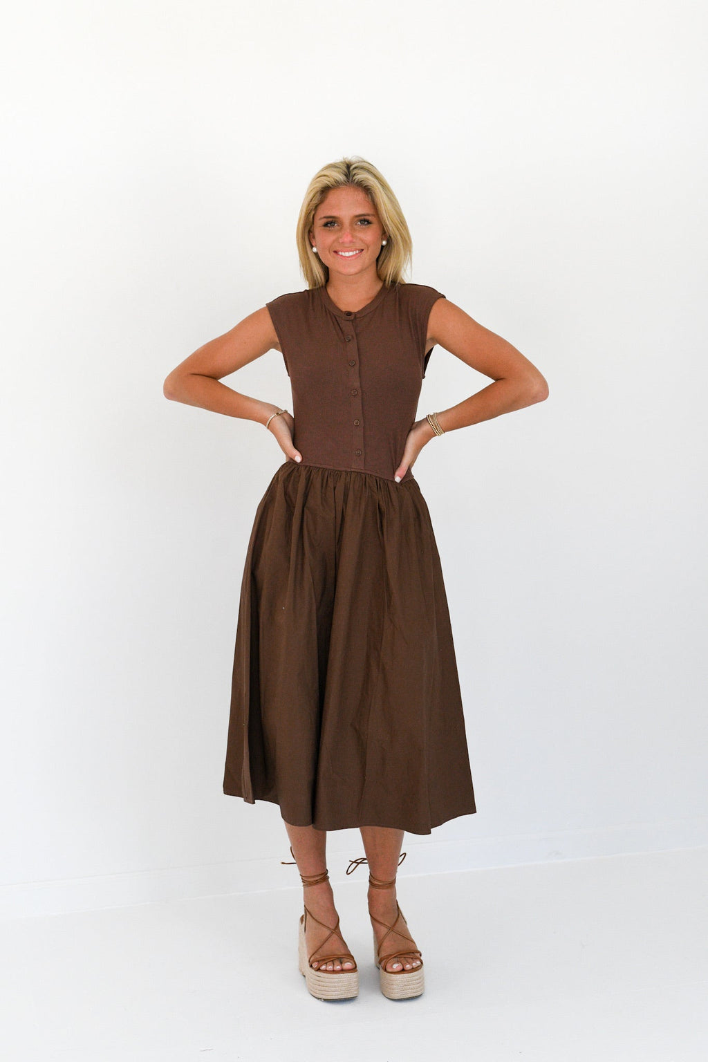 Mackenzie Knit Midi Dress - Brown