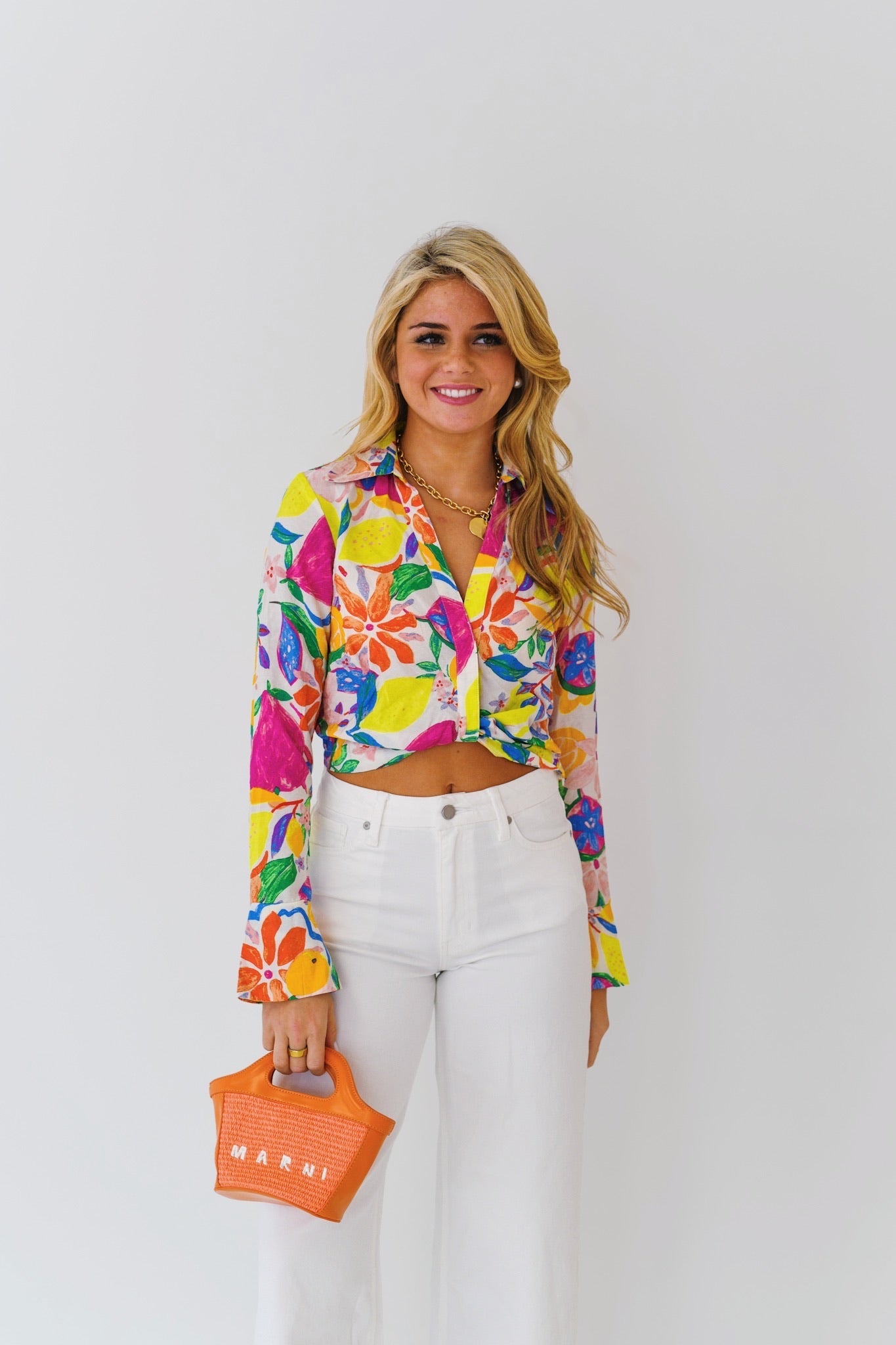 Becca Tropical Print Crop Top-Multi