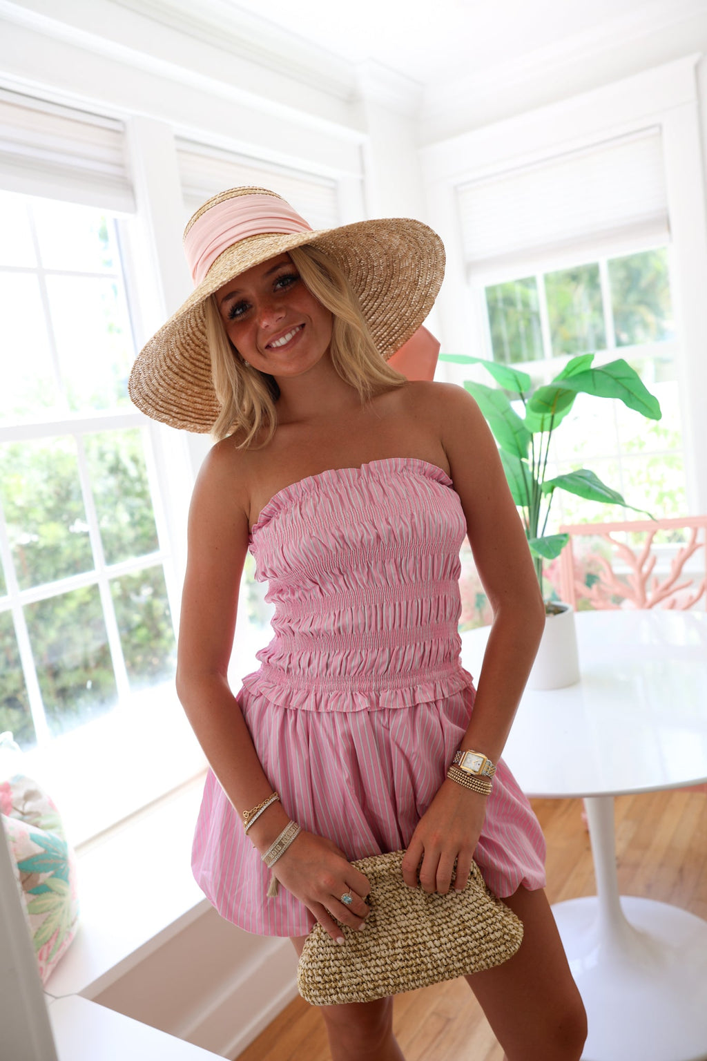 Missy Strapless Balloon Mini Dress - Pink