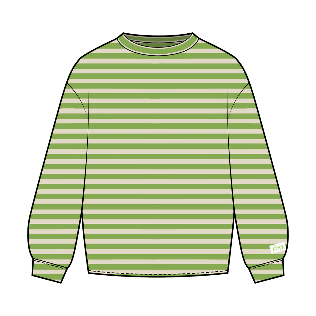 Fancy Striped Long Sleeve Top - Palm/Cream