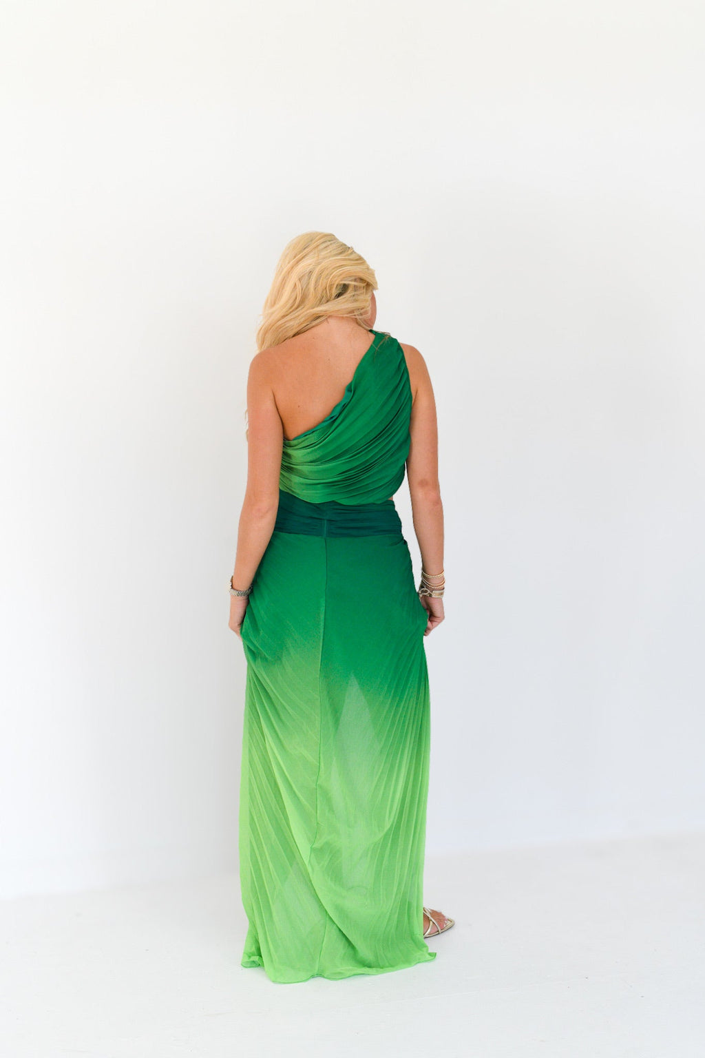 Anna Pleated Set - Green/Lime