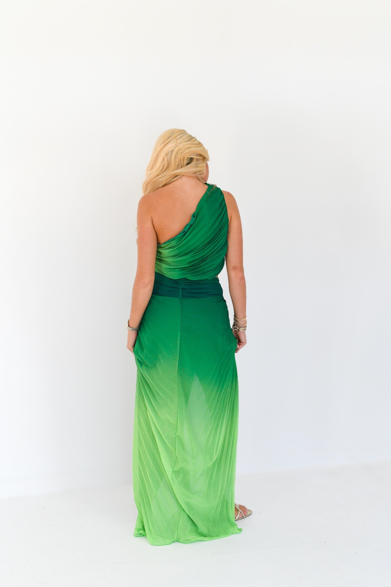 Anna Pleated Set - Green/Lime