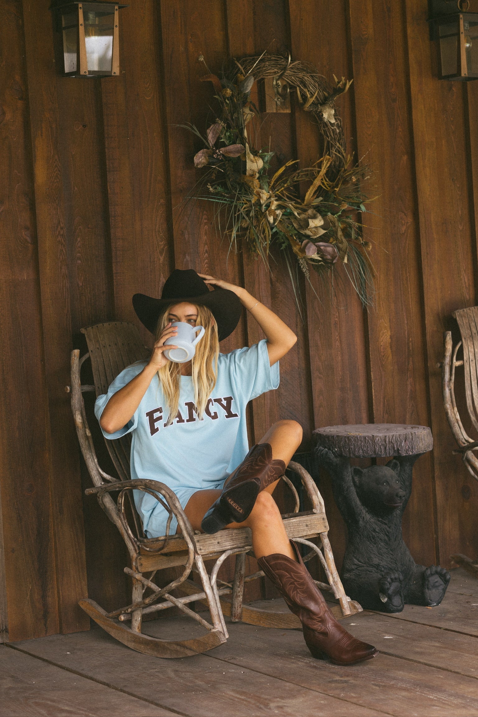 Fancy Oversized Embroidered Tee - Glacier