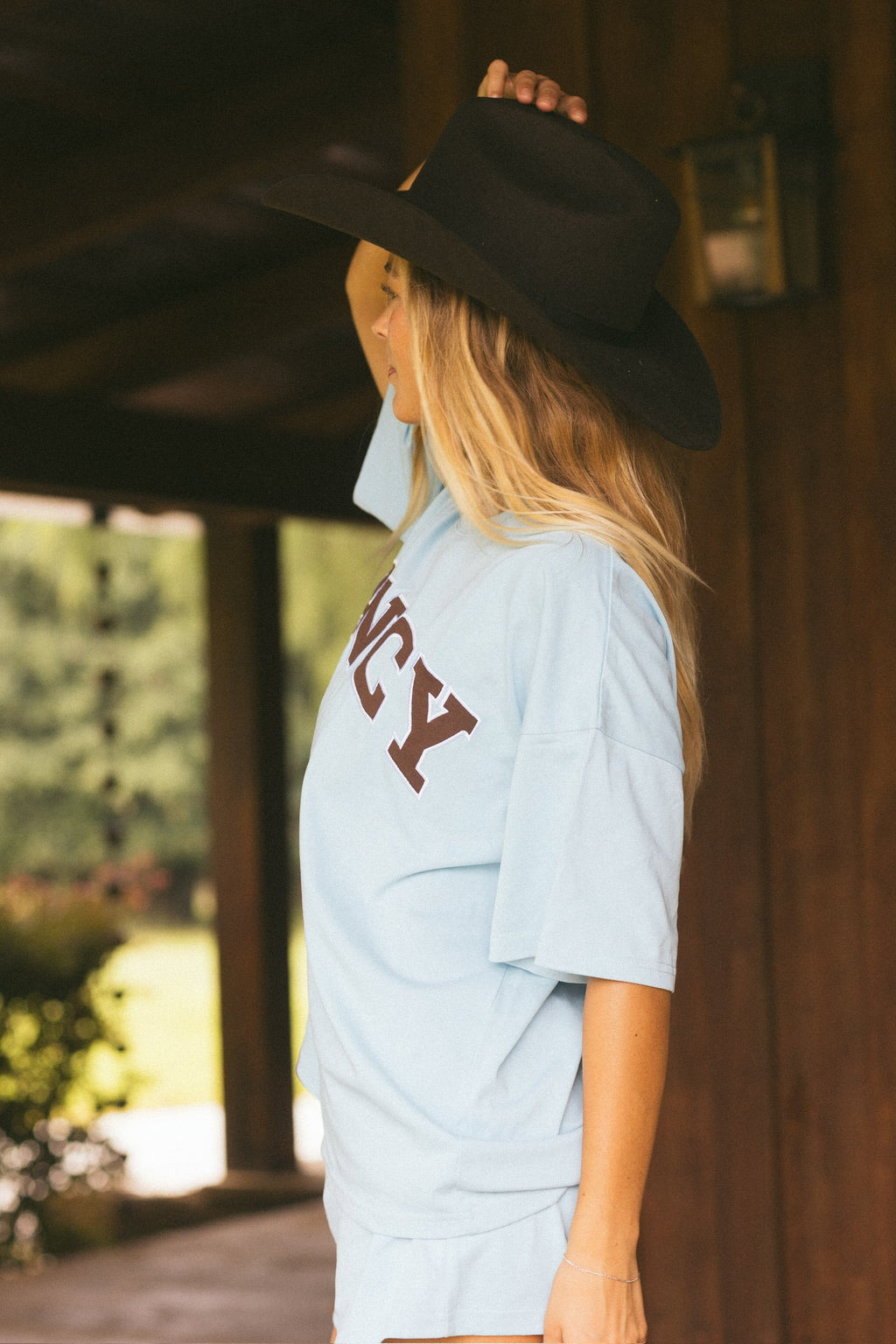 Fancy Oversized Embroidered Tee - Glacier