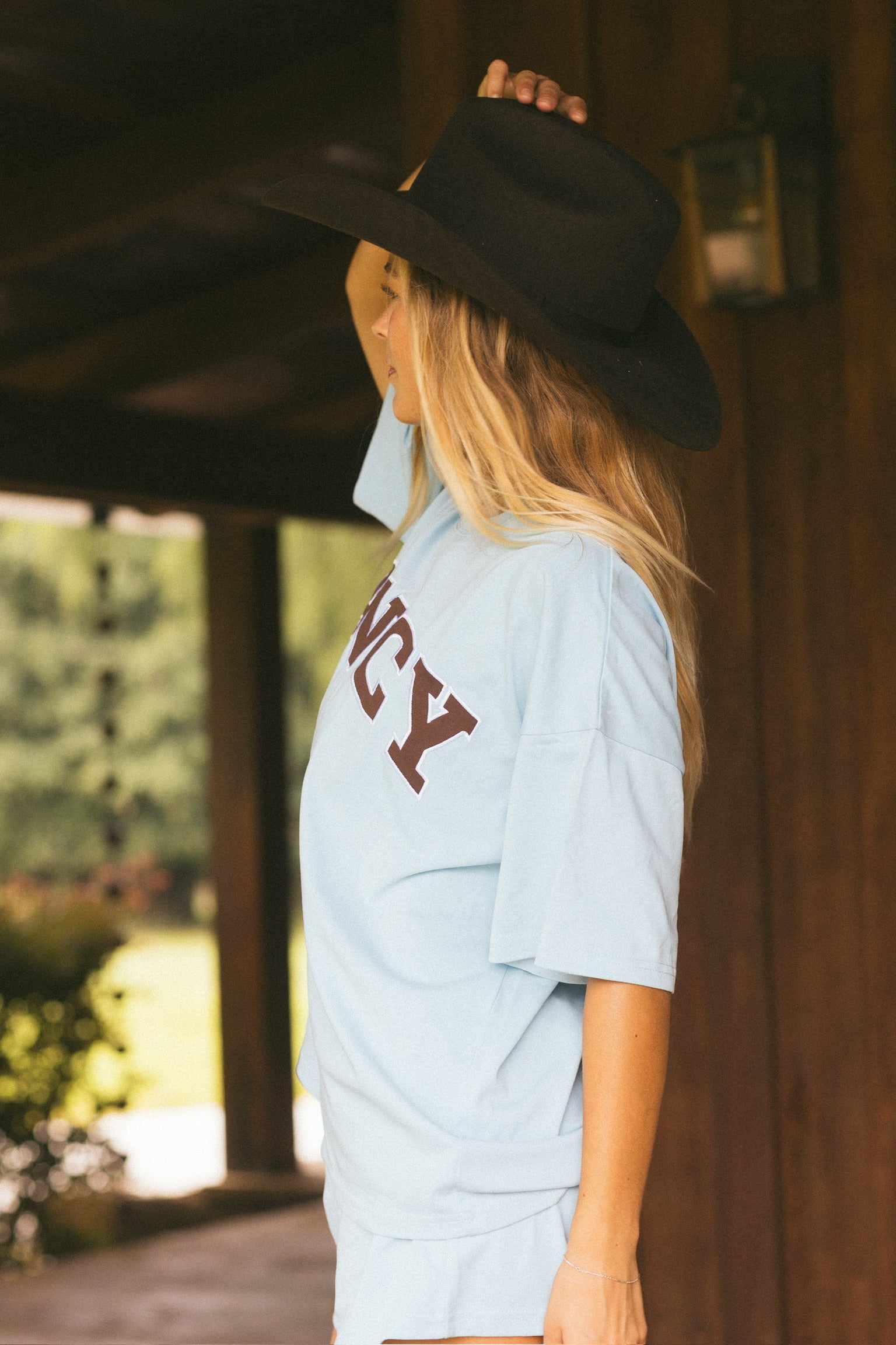 Fancy Oversized Embroidered Tee - Glacier