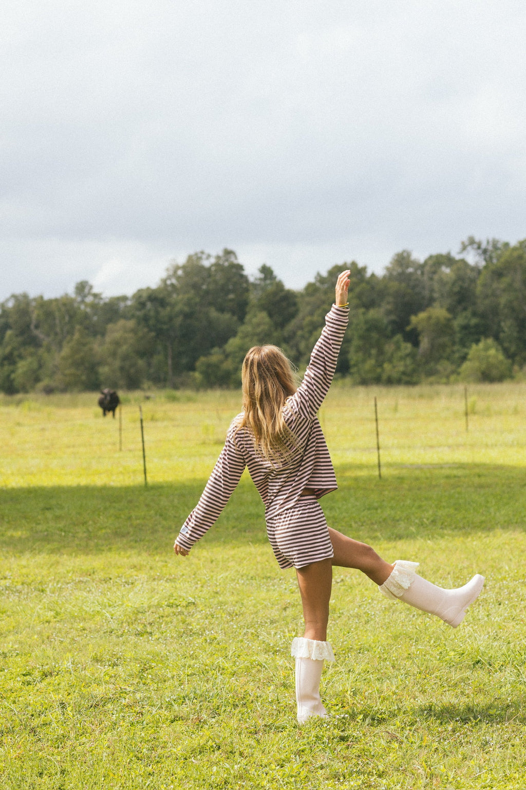Fancy Striped Button Shorts - Peony/Chocolate