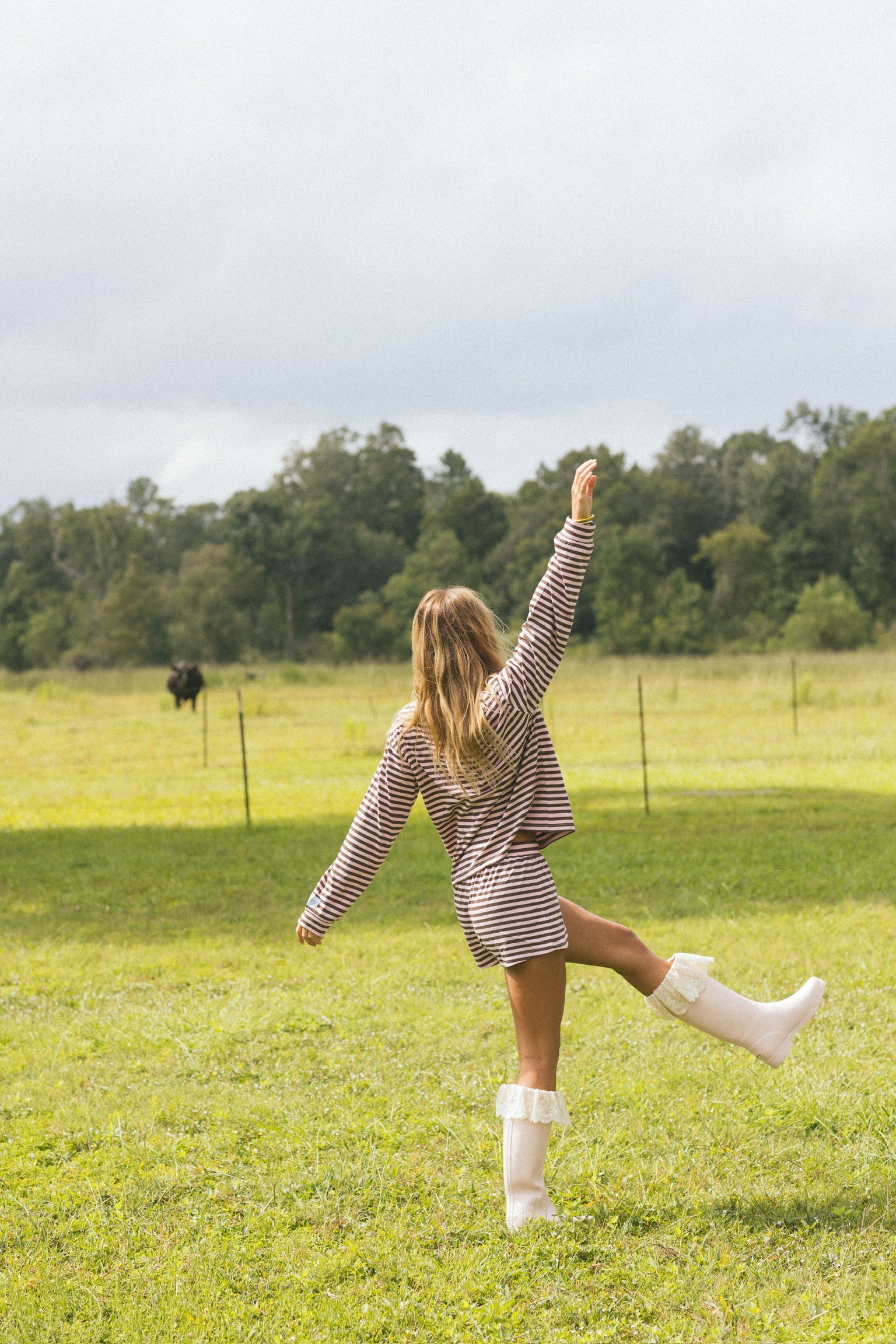 Fancy Striped Button Shorts - Peony/Chocolate