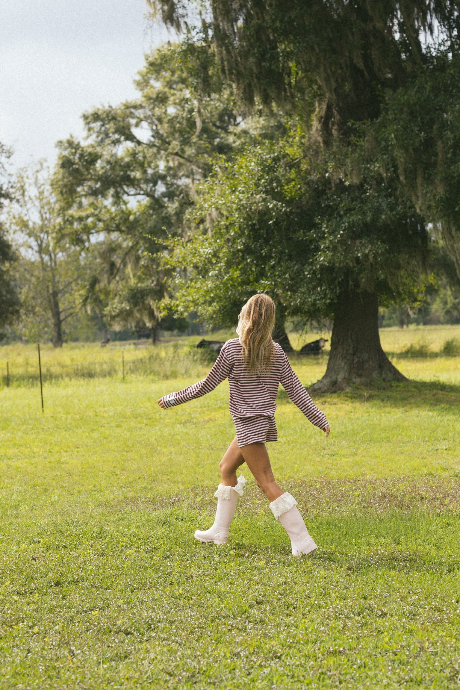 Fancy Striped Button Shorts - Peony/Chocolate