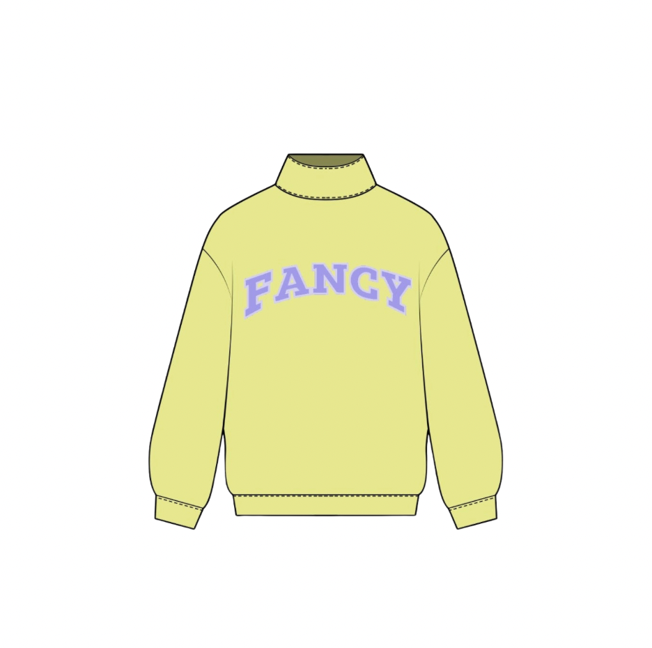 Fancy Oversized Fleece Lined Mockneck - Pastel Yellow/Lilac