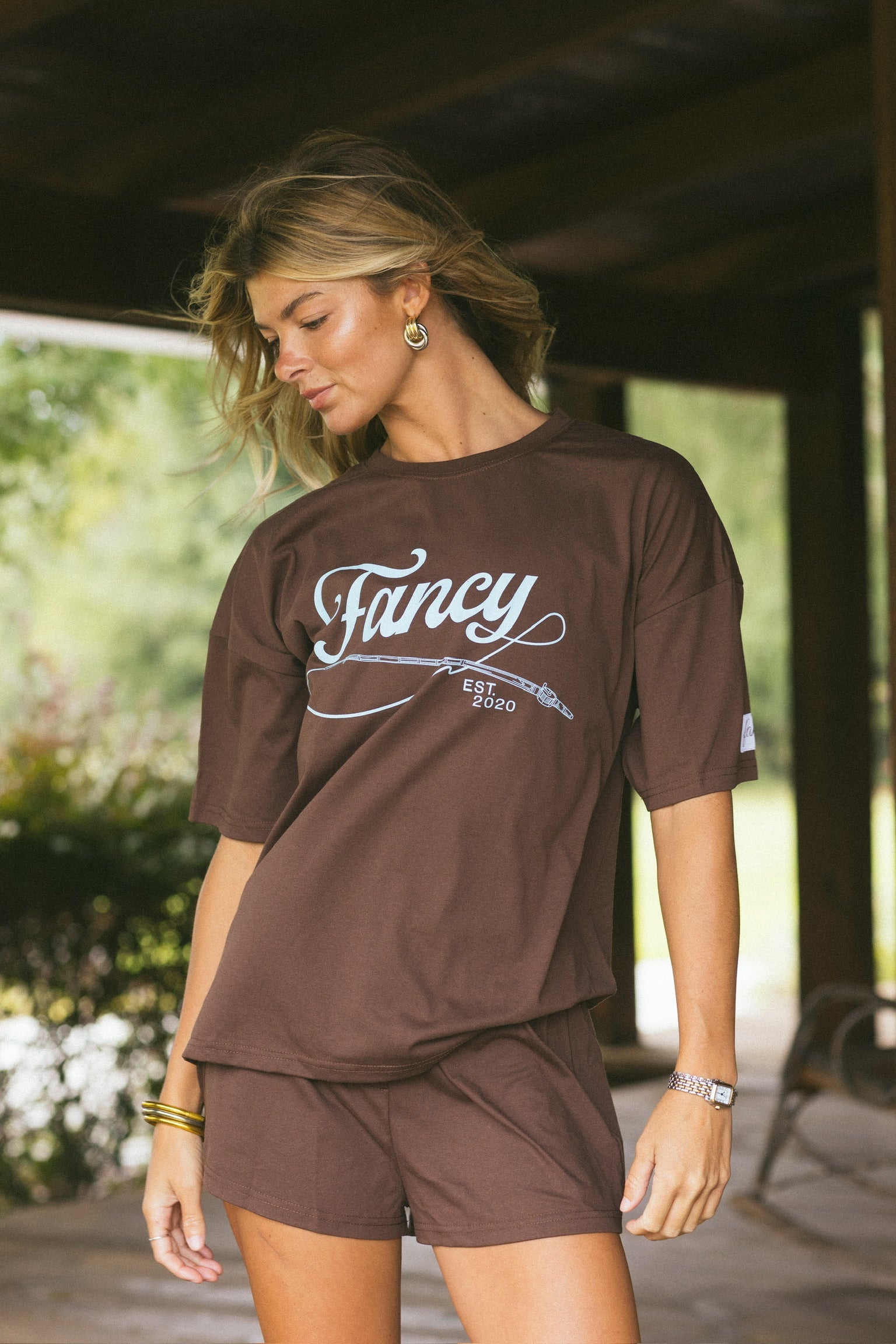 Fancy Oversized Fly Rod Tee - Chocolate