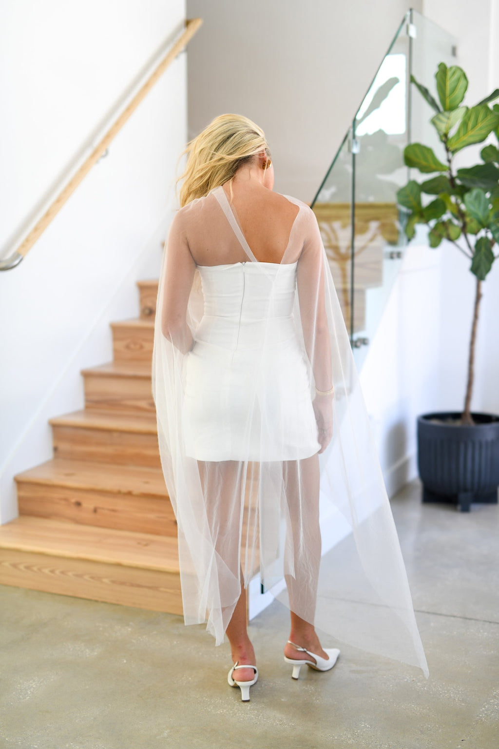 Breleigh Strapless Sheer Overlay Mini Dress - White