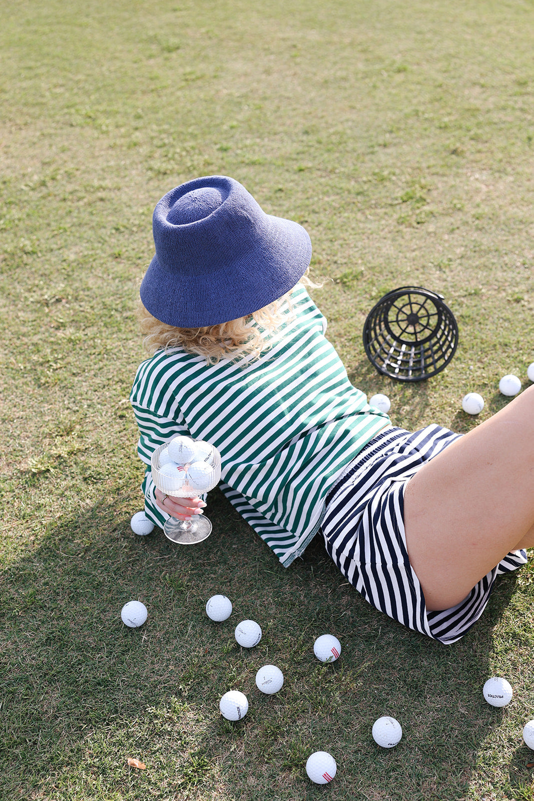 Fancy Oversized Striped Long Sleeve Top - Green/White