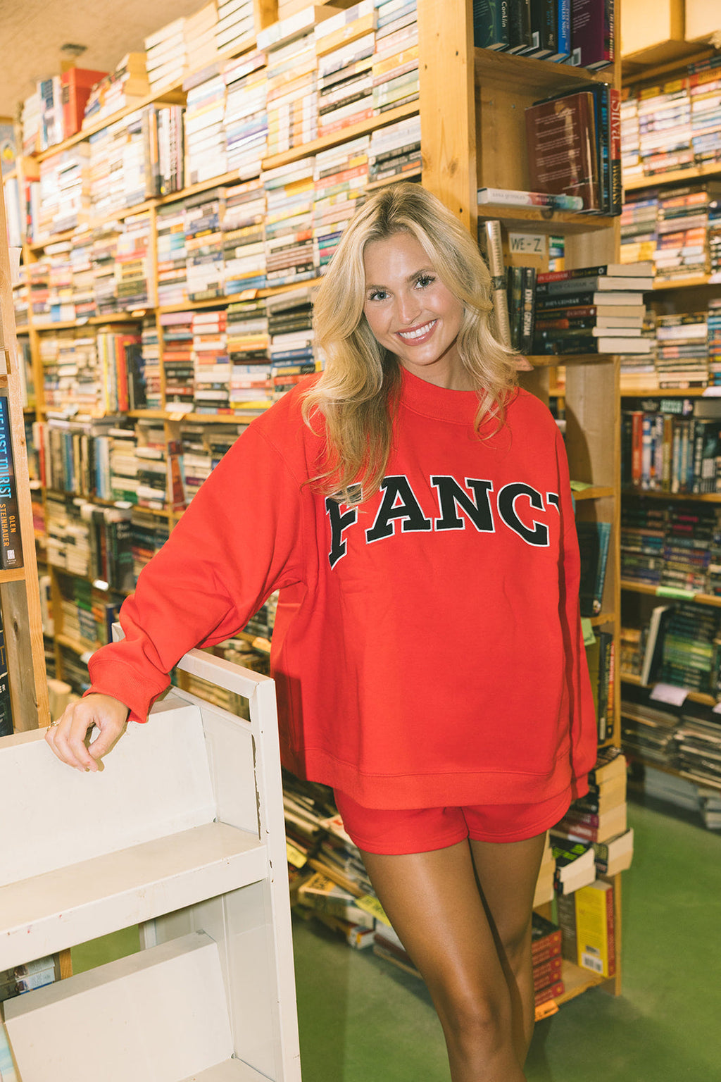 Fancy Oversized Fleece Mockneck - Red/Black