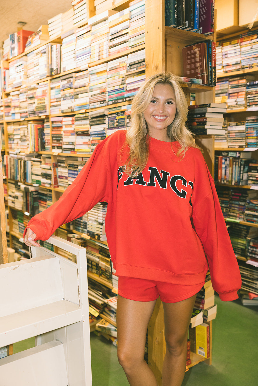 Fancy Oversized Fleece Mockneck - Red/Black