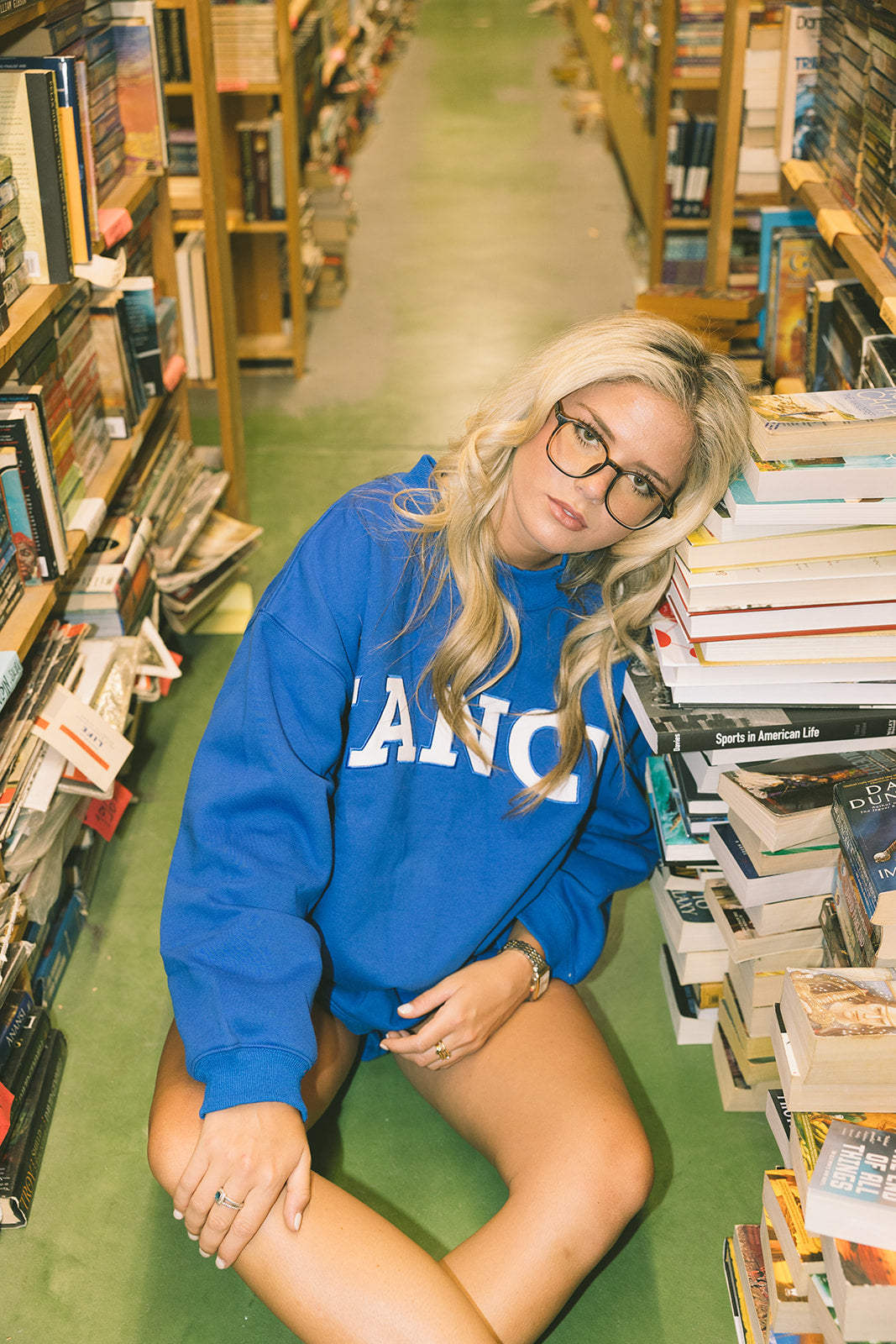 Fancy Oversized Fleece Lined Mockneck - Royal Blue