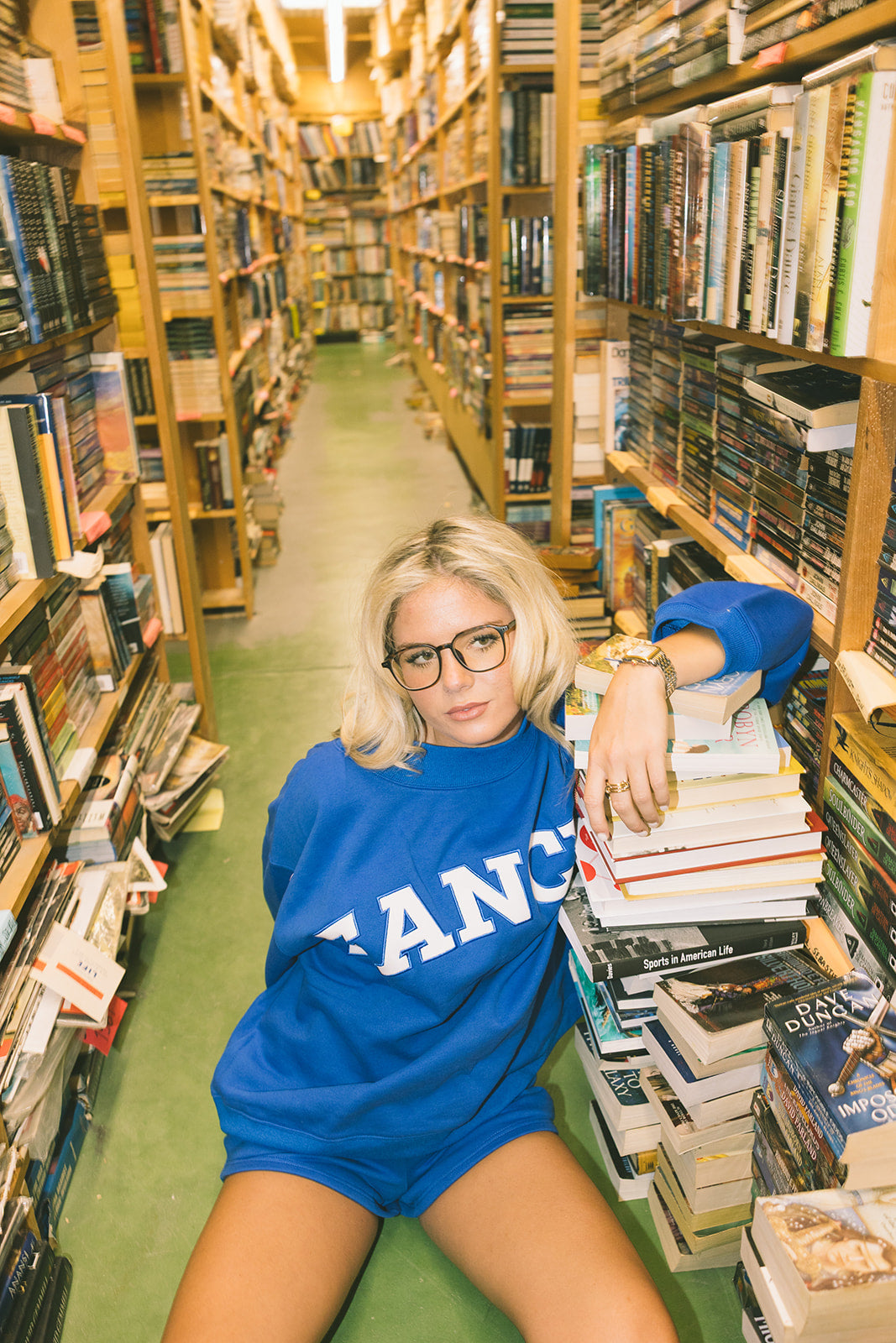 Fancy Oversized Fleece Lined Mockneck - Royal Blue