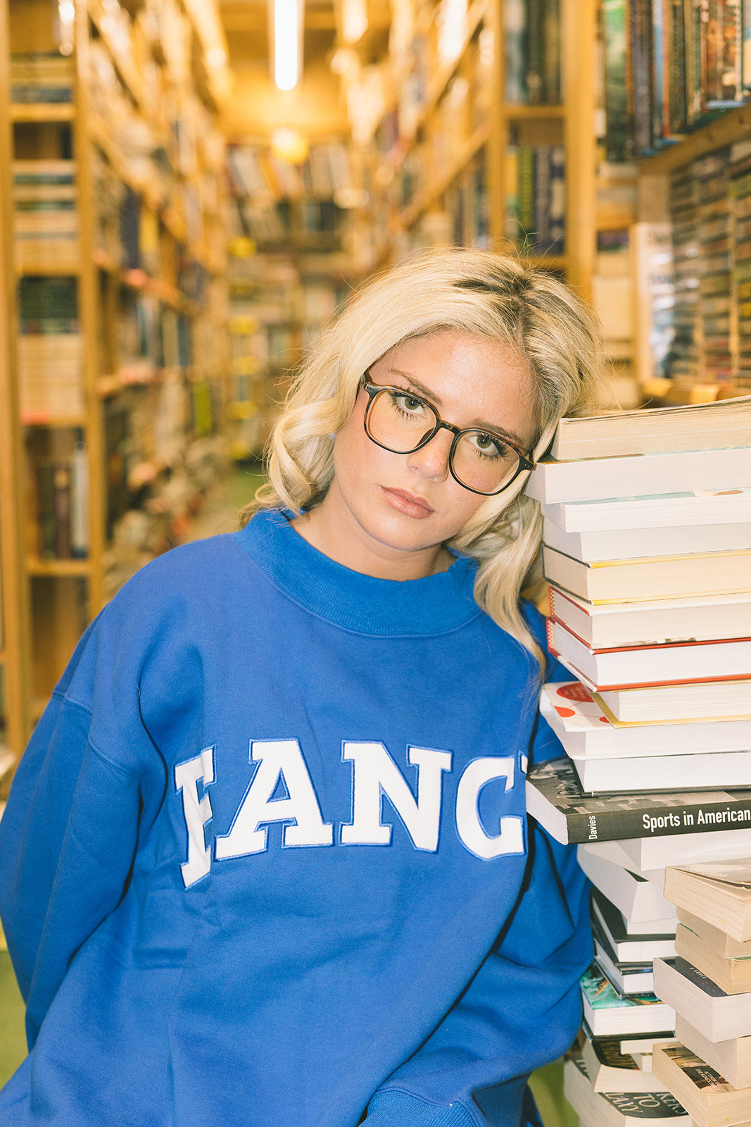 Fancy Oversized Fleece Lined Mockneck - Royal Blue