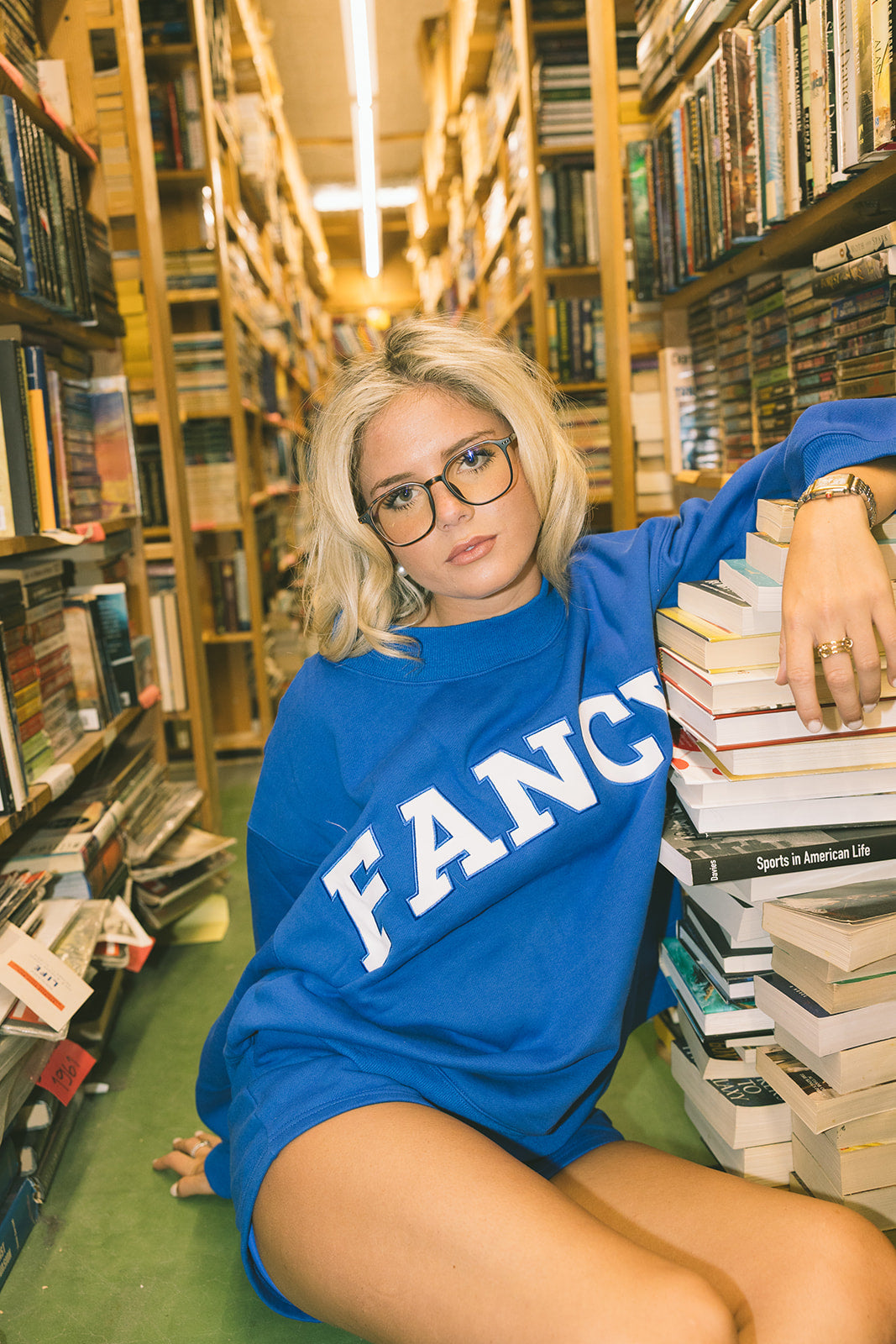 Fancy Oversized Fleece Lined Mockneck - Royal Blue