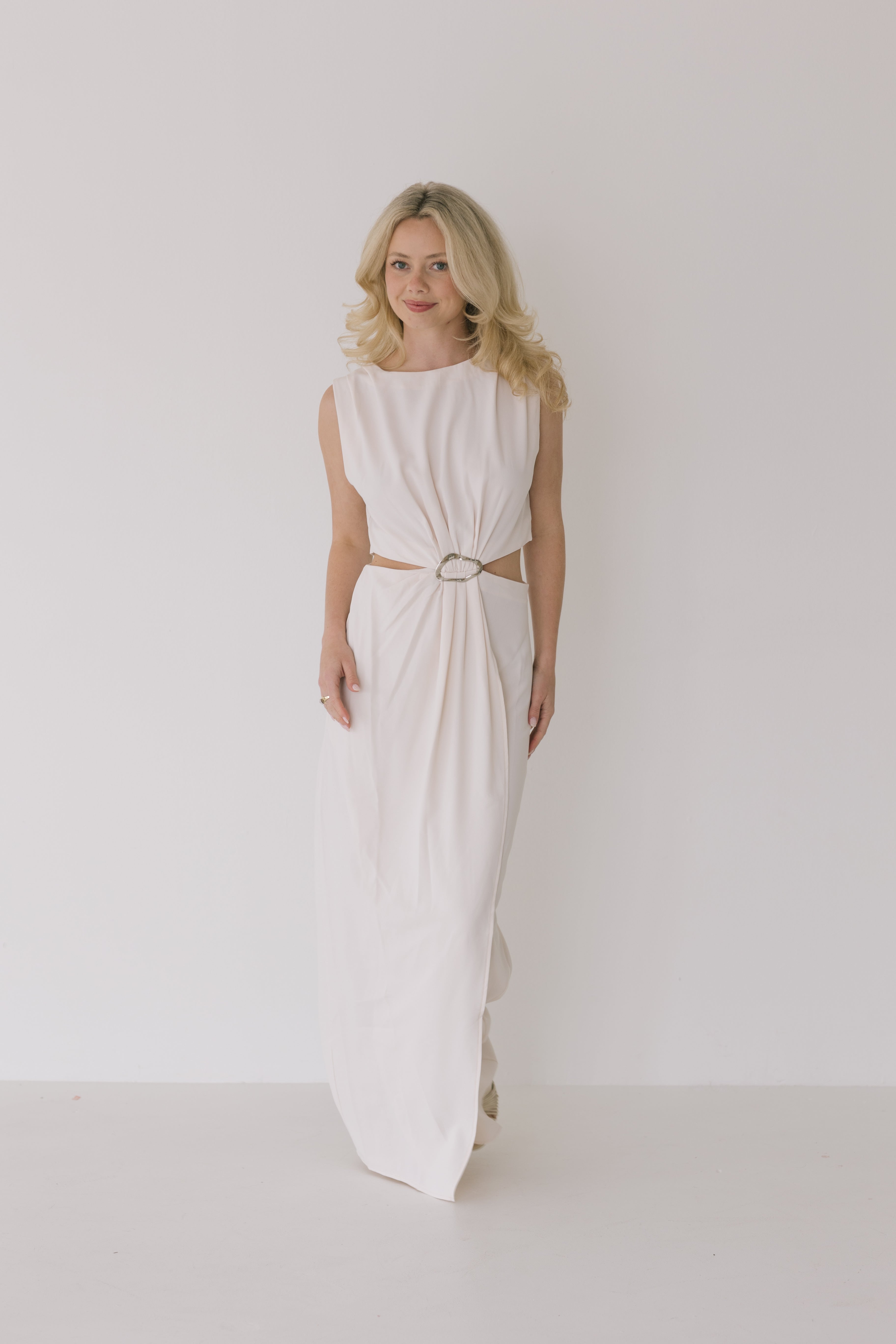 Audrey Cut Out Maxi Dress - Ecru