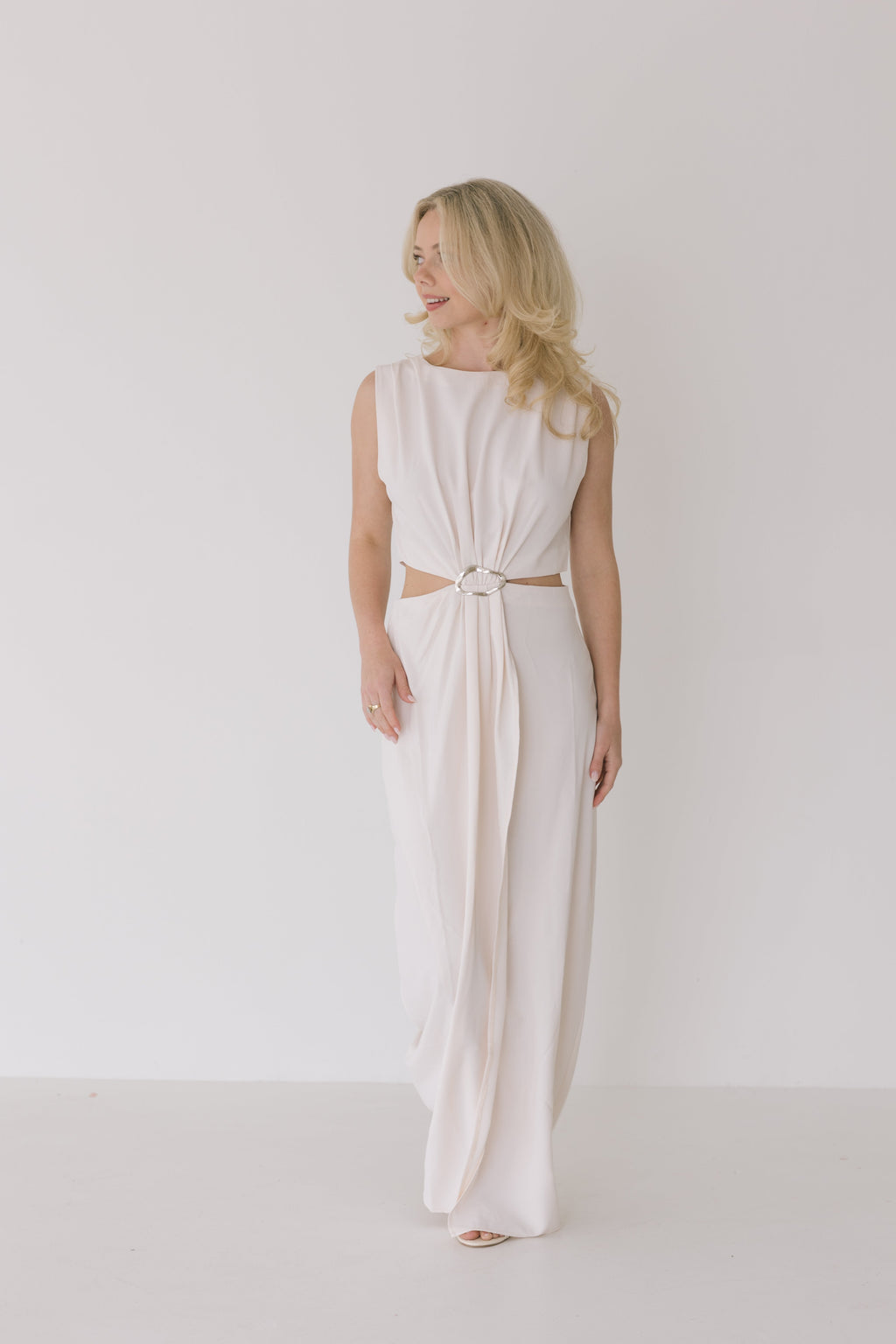 Audrey Cut Out Maxi Dress - Ecru