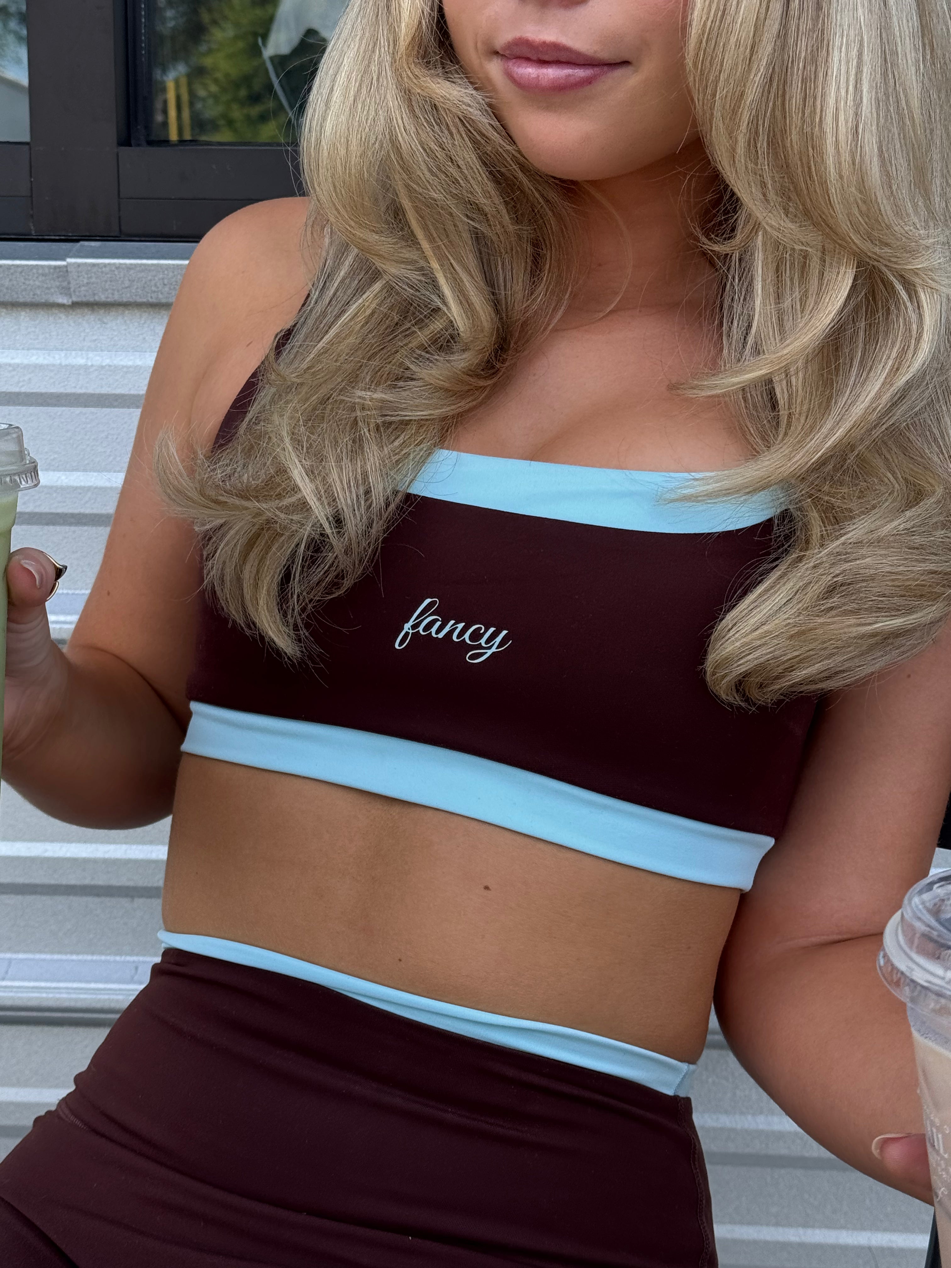 Fancy FitFlow Double Layered Athletic Bra - Glacier