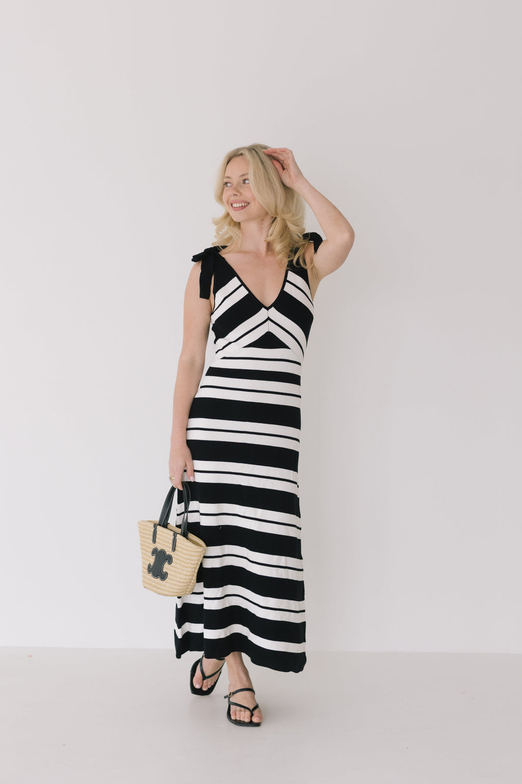 Ruby Sweater Midi Dress - Black/Off White