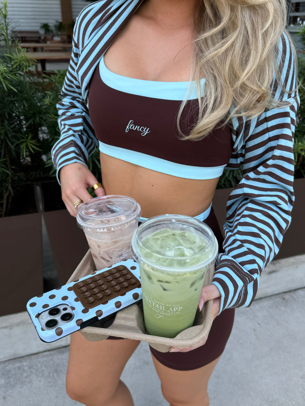 Fancy FitFlow Double Layered Athletic Bra - Glacier