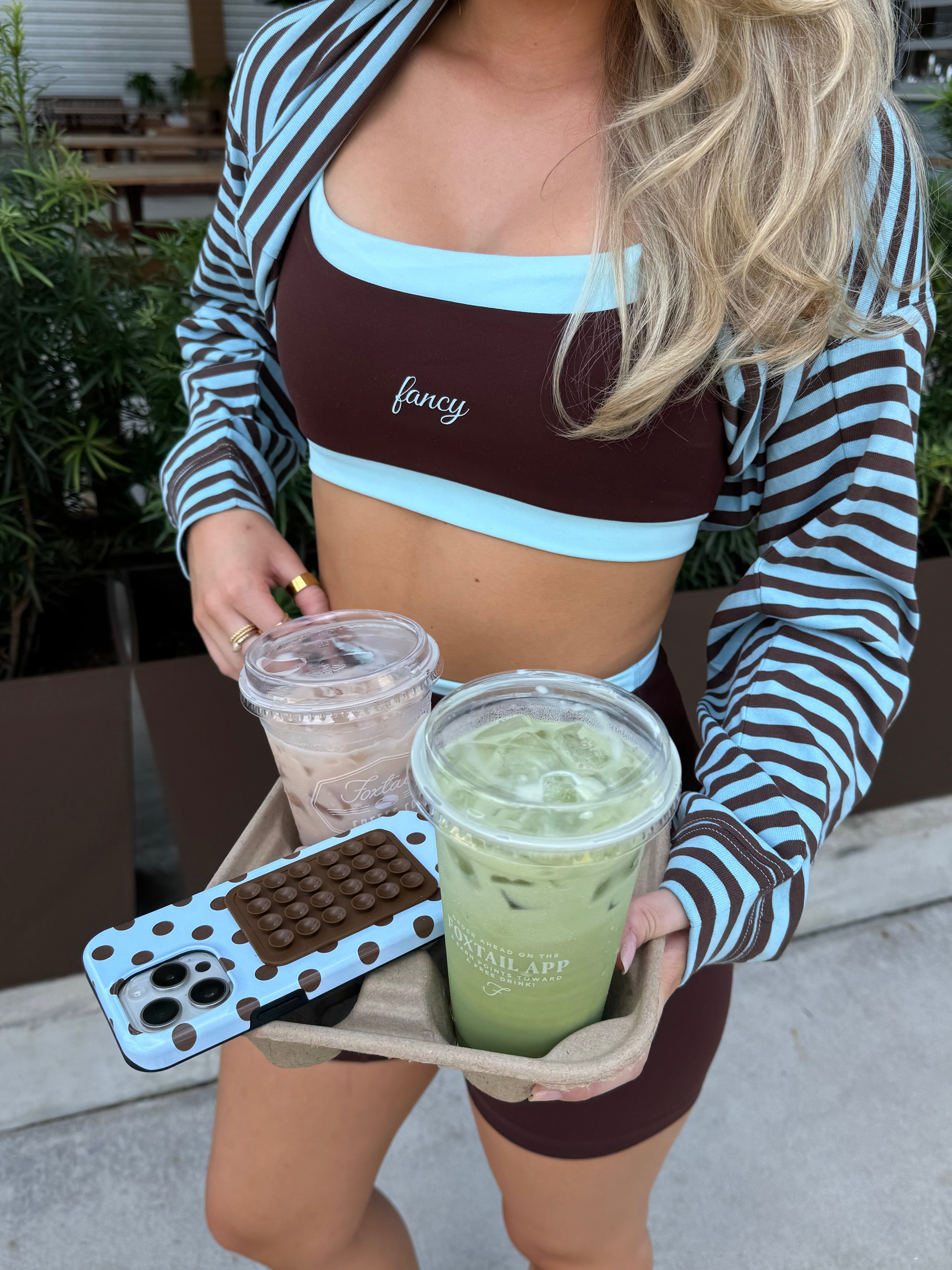 Fancy FitFlow Double Layered Athletic Bra - Glacier