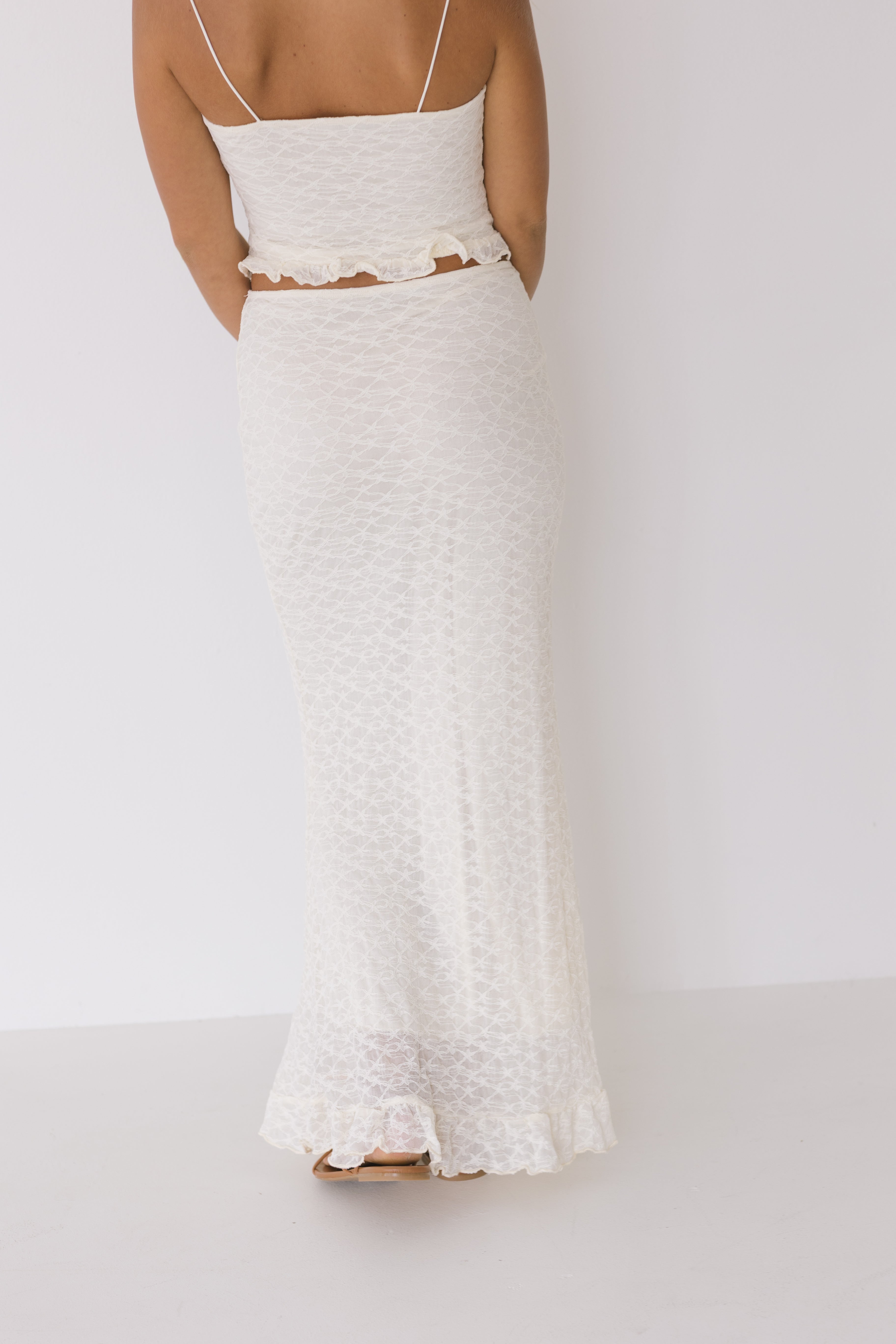 Addie Lace Cami and Skirt Set - Cream