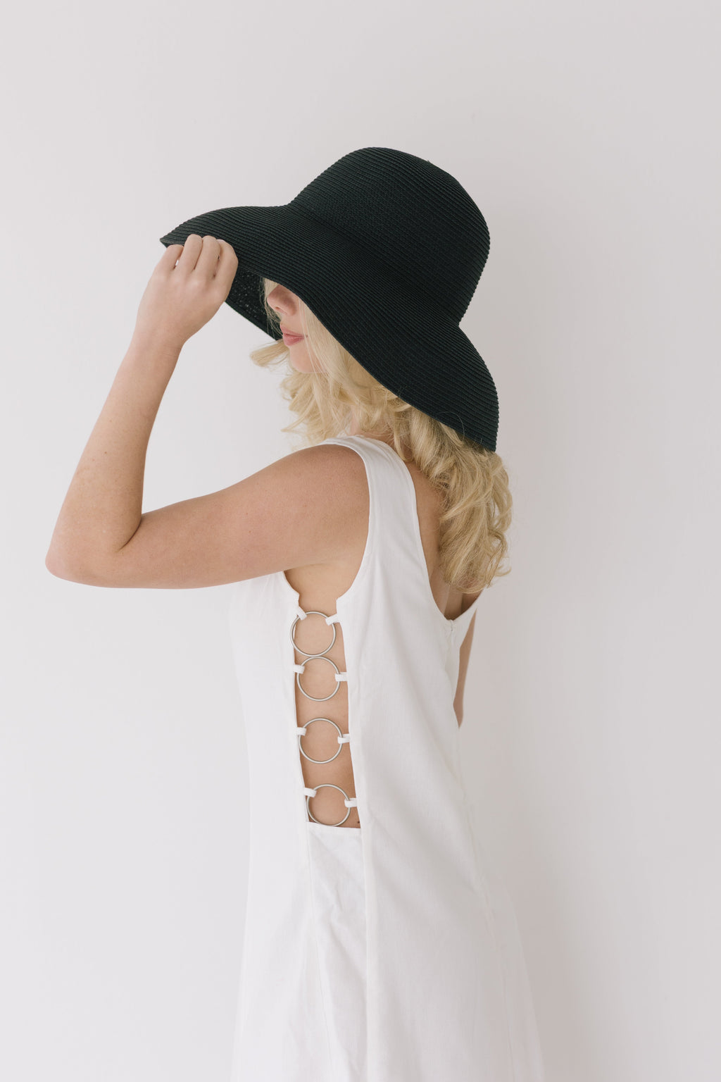 Carmella Side Ring Midi Dress - Off White