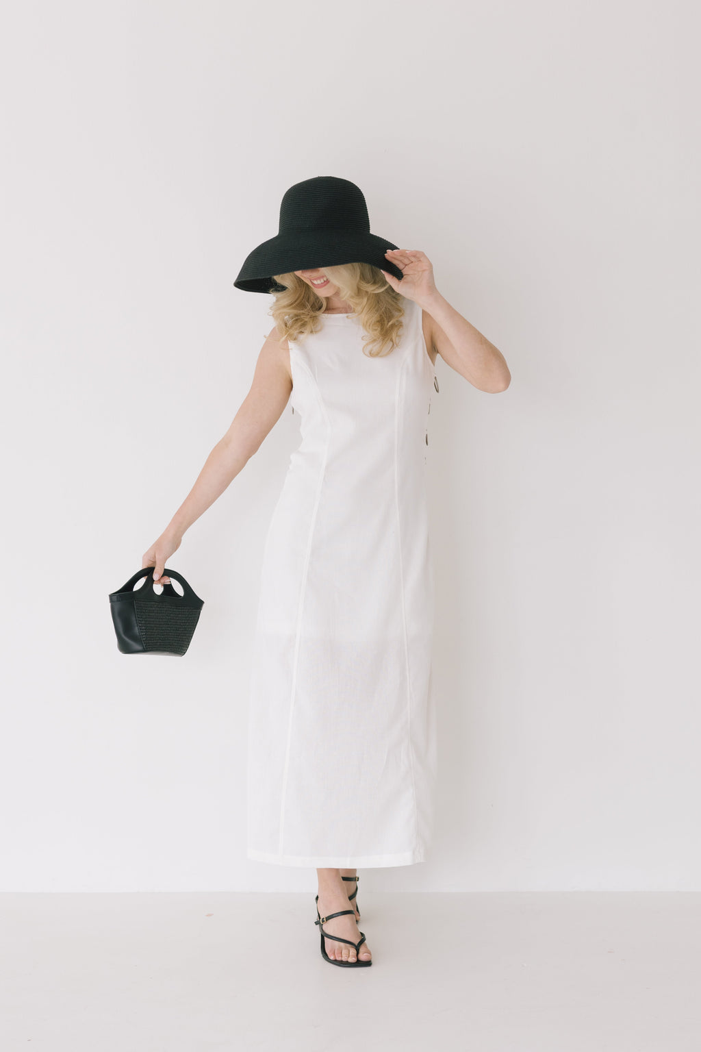 Carmella Side Ring Midi Dress - Off White