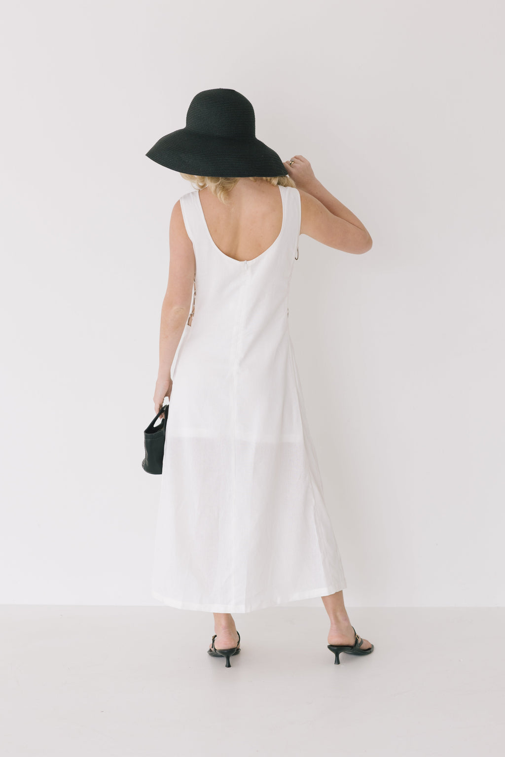 Carmella Side Ring Midi Dress - Off White