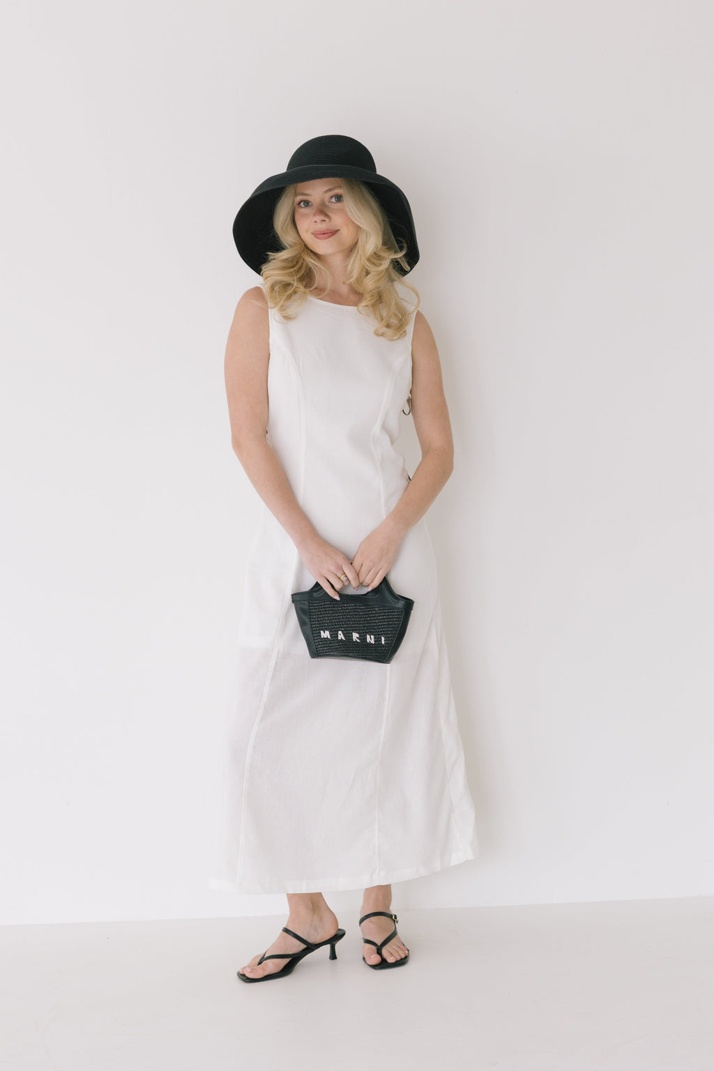 Carmella Side Ring Midi Dress - Off White