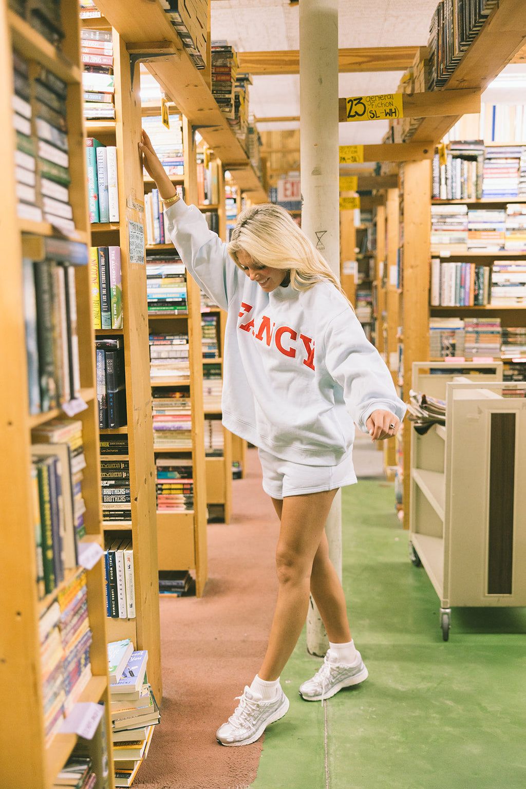 Fancy Oversized Fleece Mockneck - Powder Blue/Red