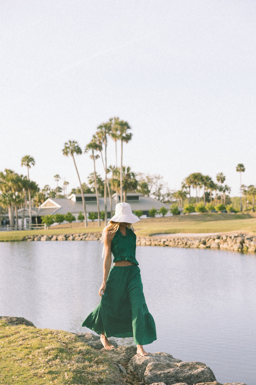 Pampas Frill Maxi Skirt Set - Green