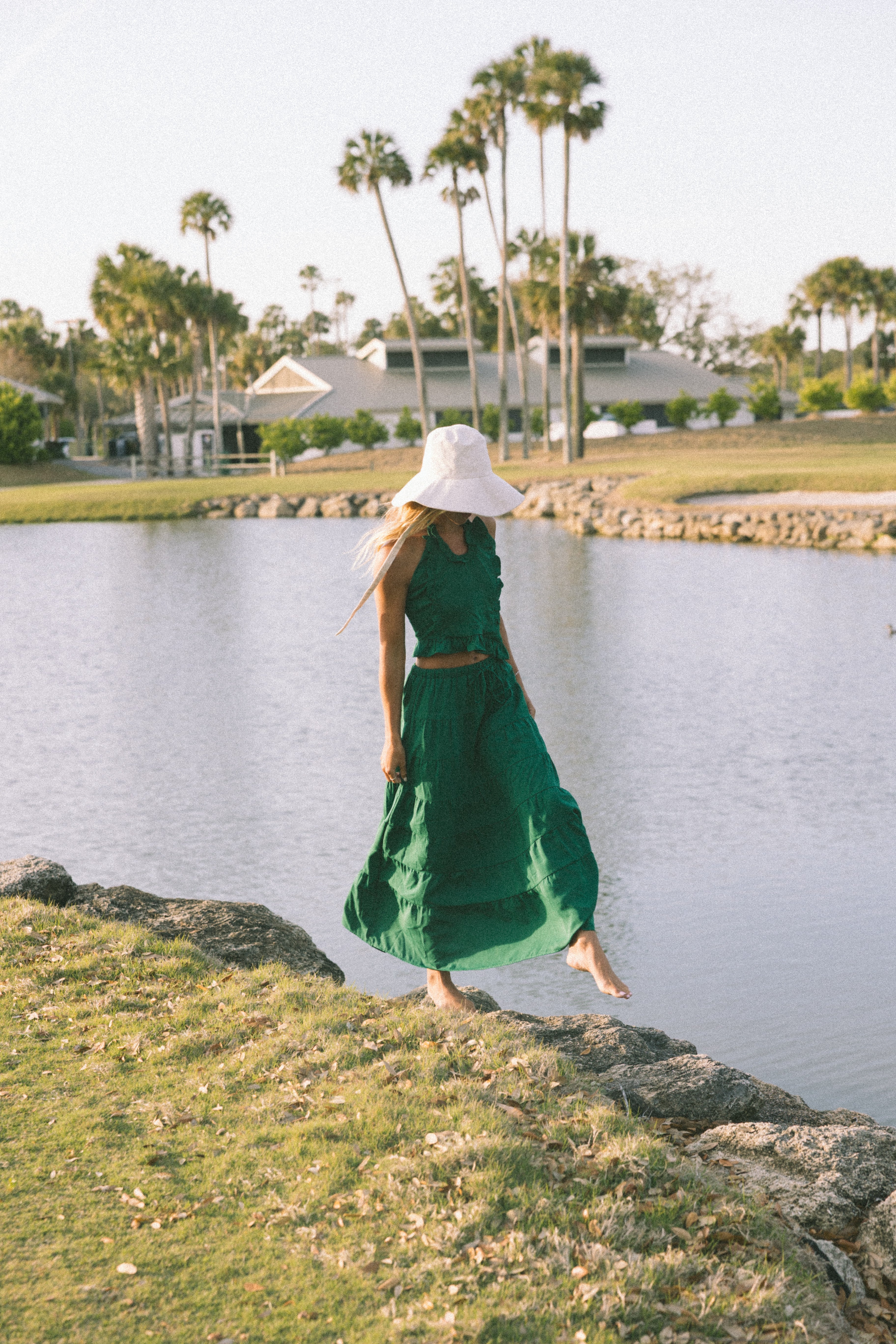 Pampas Frill Maxi Skirt Set - Green
