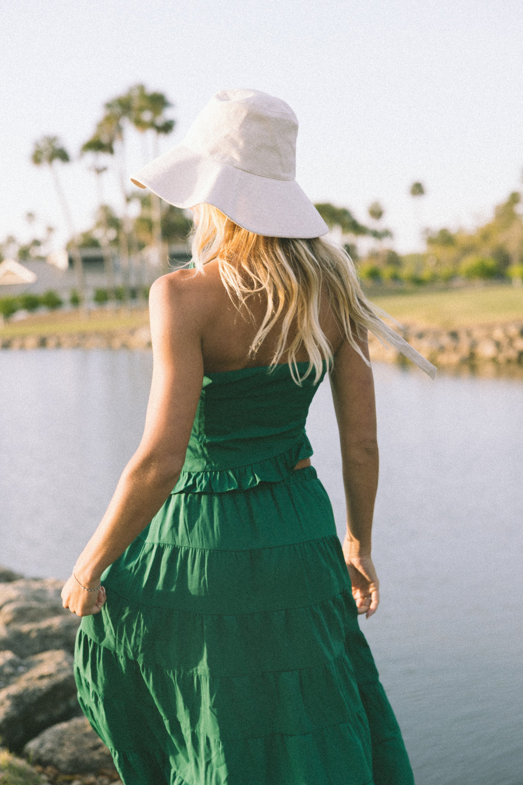 Pampas Frill Maxi Skirt Set - Green