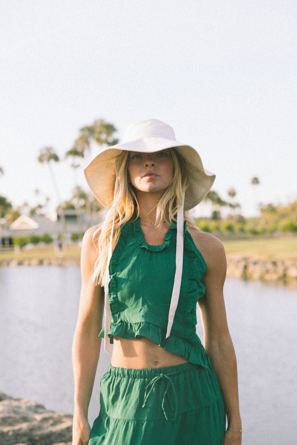 Pampas Frill Maxi Skirt Set - Green