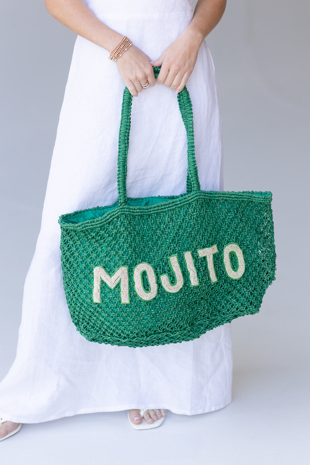 Mojito Beaded Macrame Jute Tote