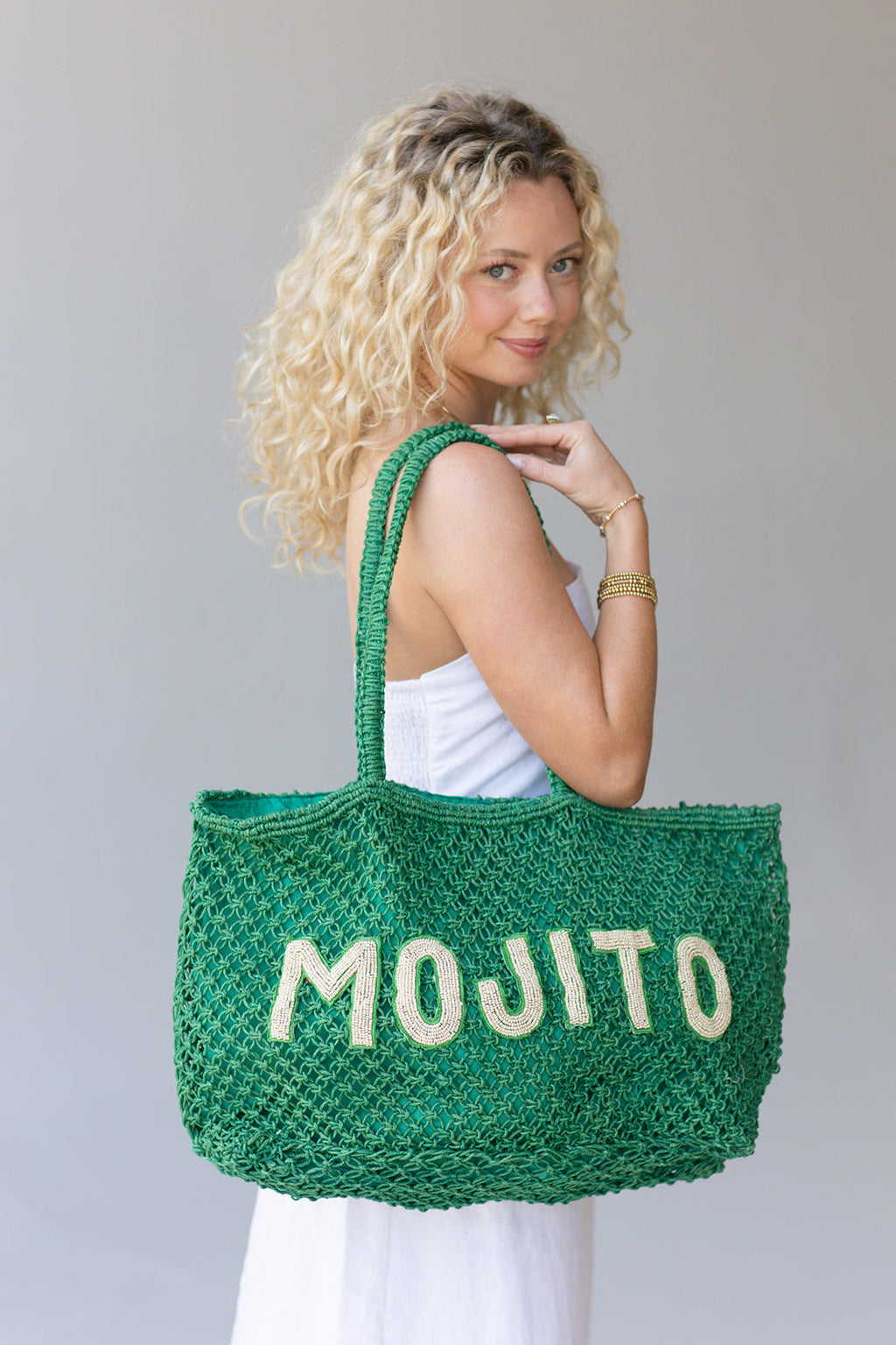 Mojito Beaded Macrame Jute Tote