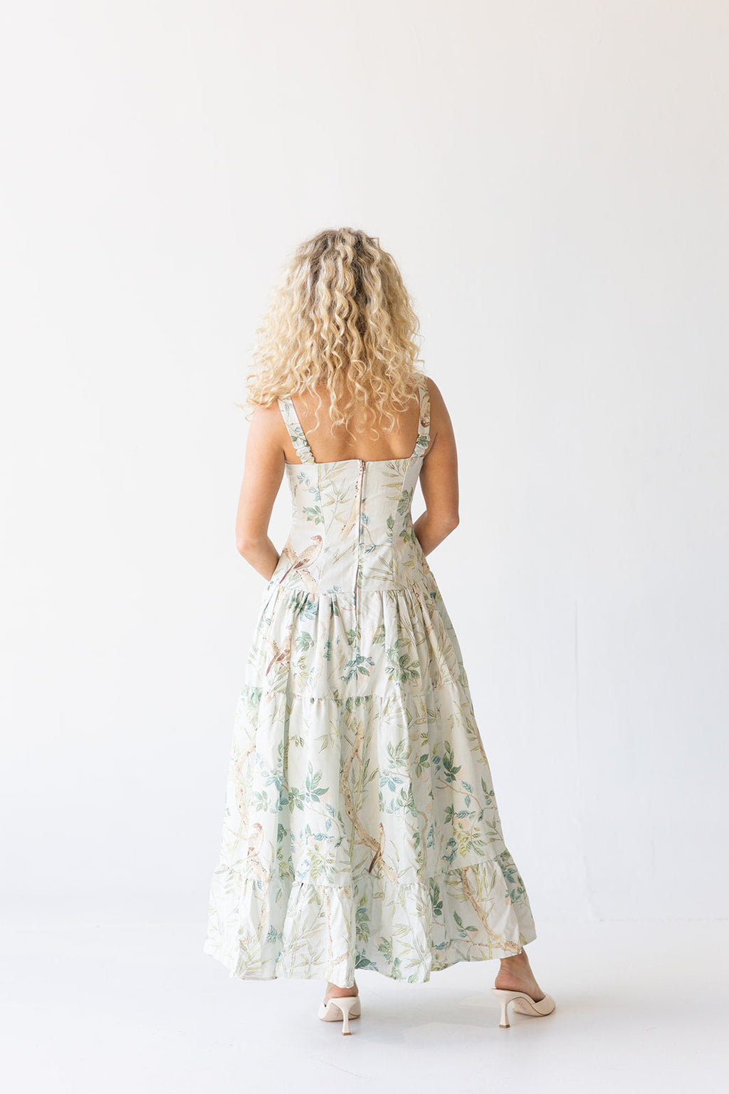 Matilda Midi Dress - Light Green Print