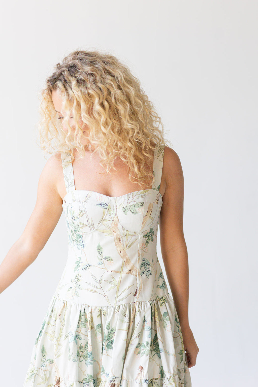 Matilda Midi Dress - Light Green Print