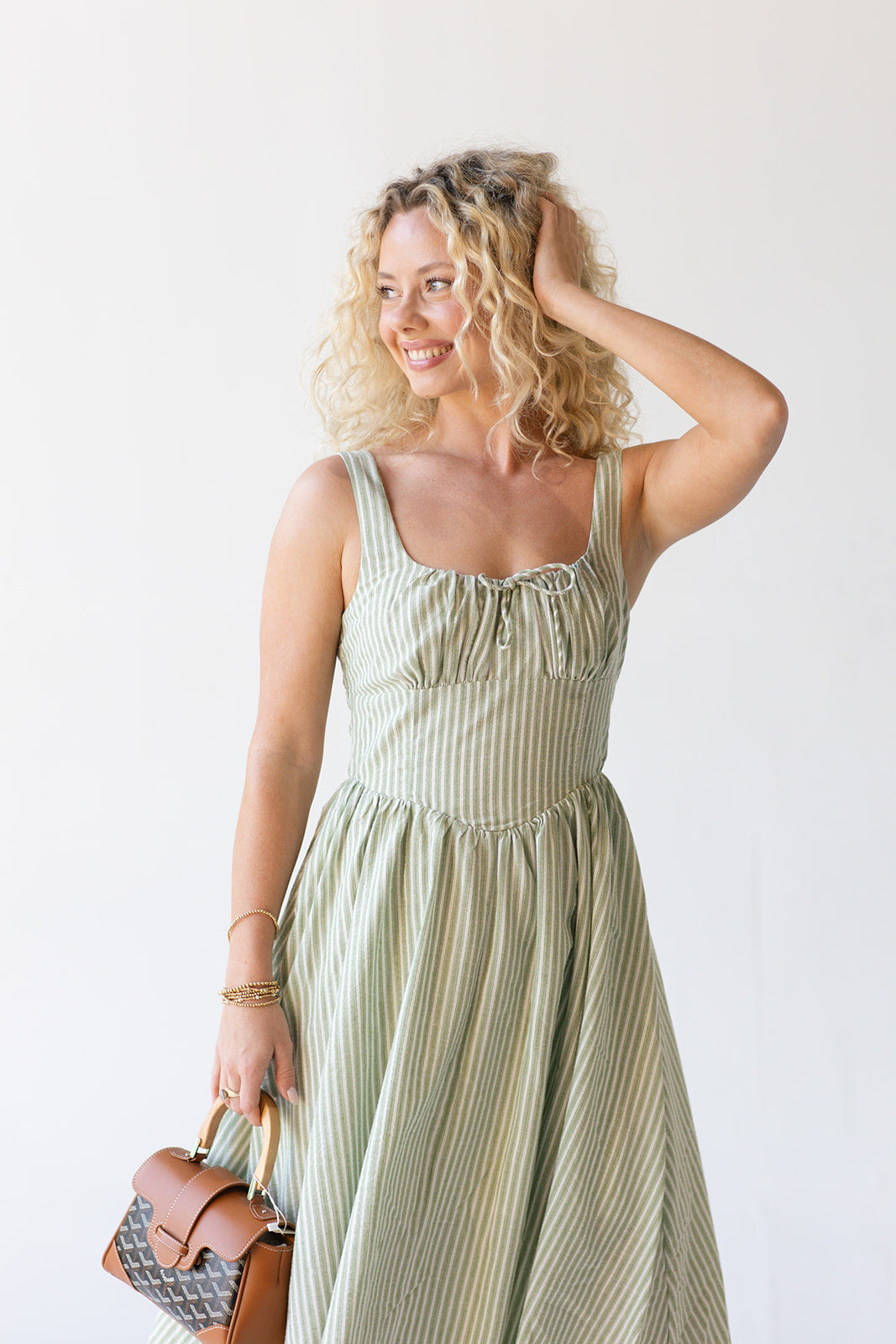 Jadyn Corset Midi Dress - Sage