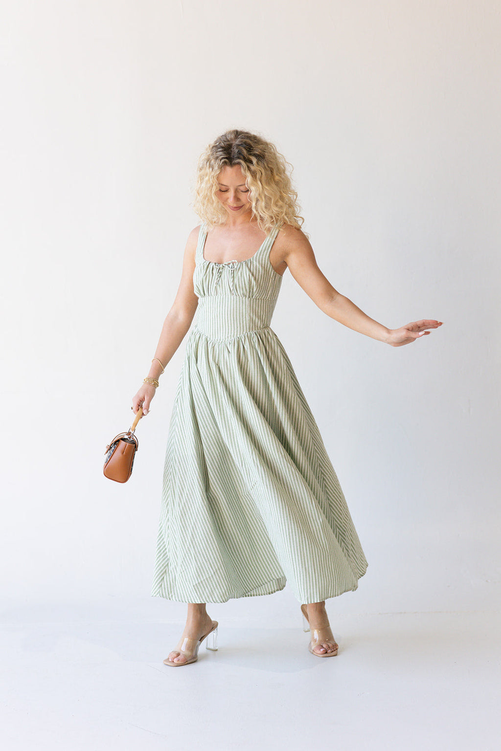 Jadyn Corset Midi Dress - Sage
