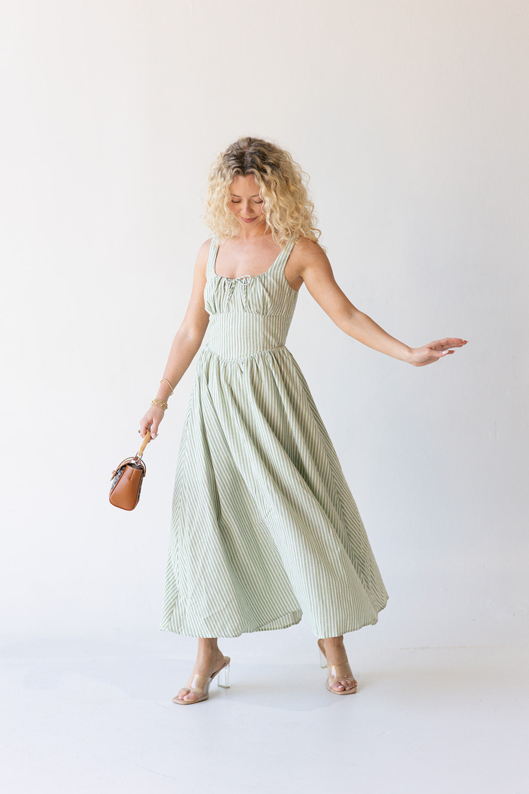 Jadyn Corset Midi Dress - Sage